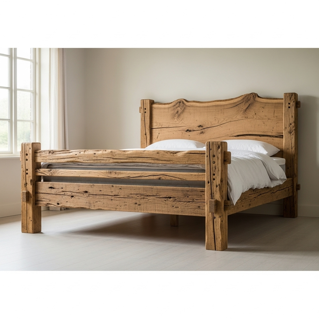 Handcrafted wooden bed frame